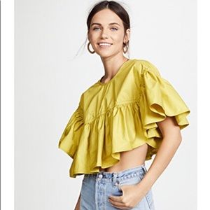 3.1 Phillip Lim Flamenco Top in Chartreuse, size 2